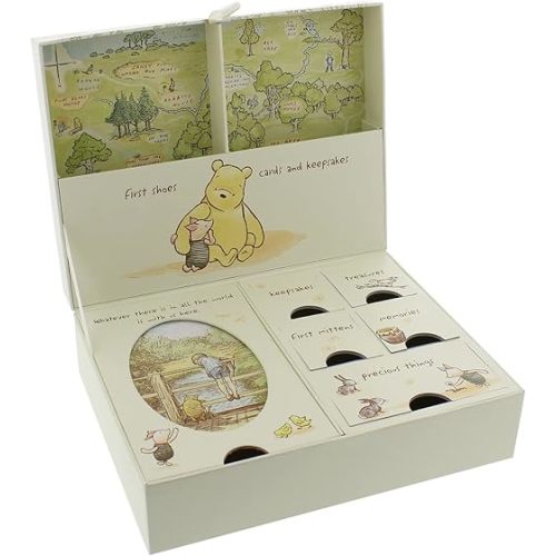Happy Homewares Winnie The Pooh Keepsake Box with Drawers and Map of Hundred Acre Wood - Officially Licensed