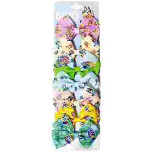 Bluey Kids Hair Bows - Hair Accessories Gift Set- 7 Pcs 4 Inch Bow Bundle- for Girls- Different print on each clip- Alligator Clip- Ages 3 +