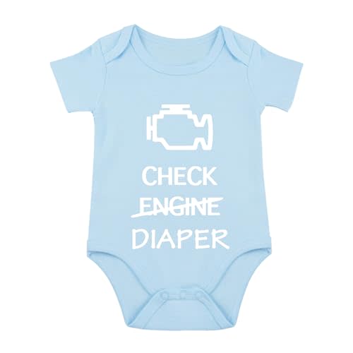 Check Engine Diaper Bodysuit - Baby Mechanic Outfit, Race Car Design, Funny