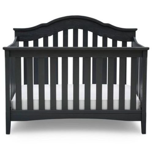 Delta Children Farmhouse 6-in-1 Convertible Crib - textured Midnight Gray