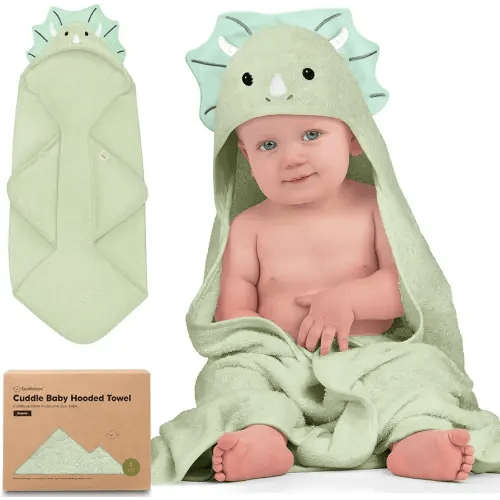 KeaBabies Baby Hooded Towel - Viscose Derived from Bamboo Baby Towel, Toddler Bath Towel, Infant Towels, Large Hooded Towel, Soft Baby Towels with Hood for Girls, Babies, Newborn Boys(Triceratops)