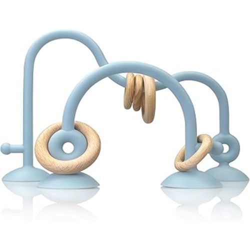 High Chair Suction Cup Toys for Babies 6-12 Months, Suction Baby Sensory Chew Toy for High Chair Tray, Montessori Toy for Babies 0-6 Month, Silicone Teethers Baby Teething Toys 6-12 12-18 Months(Blue)