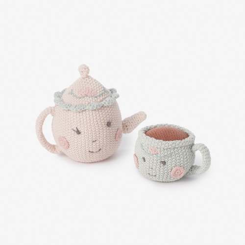 Hazel & Annie Tea Pot & Teacup Hand-Crocheted Rattle Set – Elegant Baby