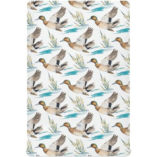 Fitted Crib Sheets for Baby Boys or Girls Soft Breathable Baby Play Yard Sheet for Standard Size Crib Mattress 52x28in Colorful Pattern Cute Wild Ducks