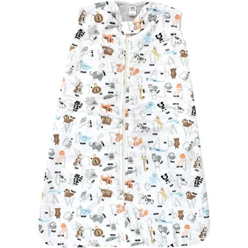 Hudson Baby Unisex Baby Mink with Sherpa Inner Sleeping Bag, Sack, Blanket, Alphabet Animals, 6-12 Months