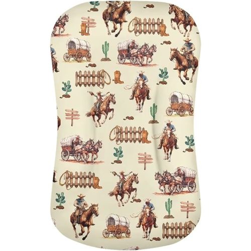 Weastren Horse Baby Lounger Cover Pillow for Newborn White Baby Nest Pillow Snuggle Me Lounger Cover Breathable for Boys Girls