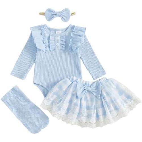 Infant Newborn Baby Girl Romper Lace Tutu Dress Clothes Christmas Xmas Outfit Fall Winter Outfits Long Sleeve