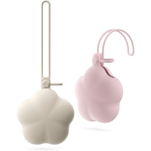 Pacifier Holder Case, Portable Pacifier Storage Case, Flower Shape, 100% Food Grade Silicone Binky Holder for Baby Girls,BPA Free, 2Pcs