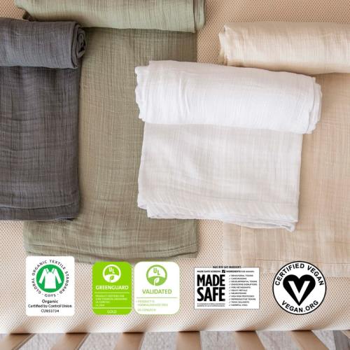 Organic Breathable Swaddle Blankets 4-Color Pack