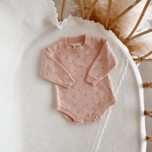 The Mabel Pointelle Knit Romper - Pink Lemonade