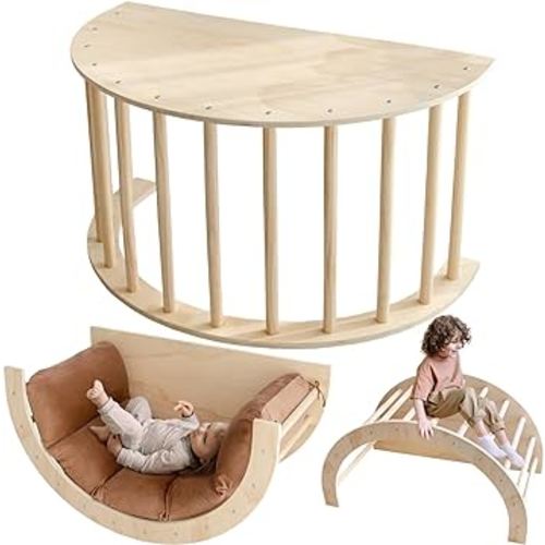 Avrsol Arch Climber for Kids, Montessori Sensory Table for Kids, Kids Climber Arch with Cushion Set, Climbing Gym, Arch Rocker Toddler Climbing Wooden Toy Indoor