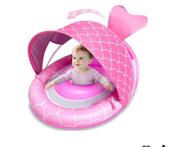 Amazon.com: Baby Float with Canopy for Age 6-36 Months, UPF50+ Sun Protection 4 Stage Adjustable Canopy Dual Air Chambers Adjustable Safety Seat Inflatable Swim Pool Float for Baby Toddler