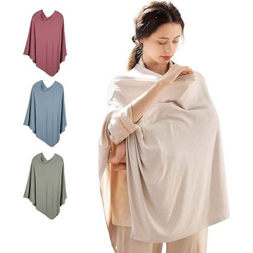 Rayon Made from Bamboo Nursing Cover for Baby Breastfeeding,360° Full Privacy Soft & Breathable Breastfeeding Covers Up for Women,Machine Washable Nursing shawl,Stretchy Carseat Cover