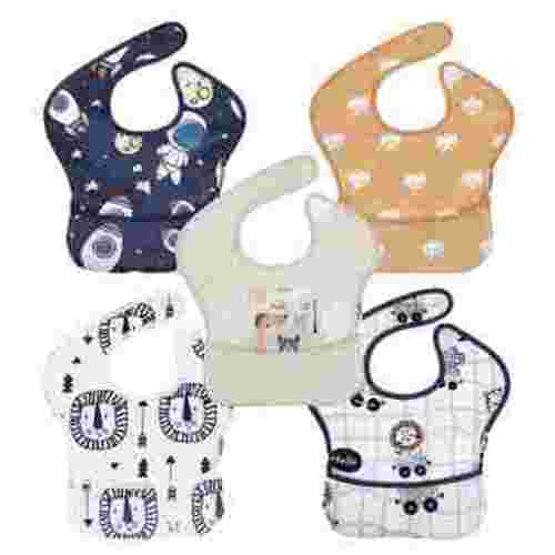 Gllquen Baby Waterproof Feeding Bibs 5 Pack for Infant Toddler Boys Girls, Elephant and Astronaut