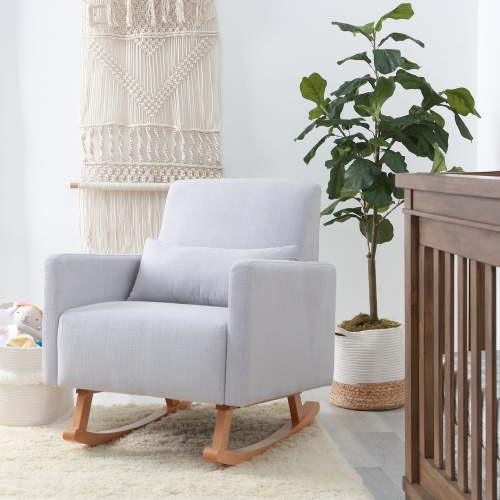 Second Story Home Milo Upholstered Rocking Chair- Light Gray