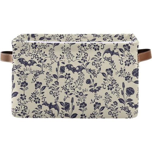 Storage Basket Bin Goth Bats Organizer Collapsible Shelf Basket Cube with Handle for Nursery Bedroom Bathroom