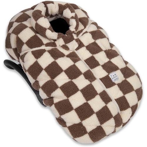 7AM Infant Car Seat Cover - Winter Puffy Cover with Center Zipper for Baby Boys & Girls, Lightweight, Windproof & Water-Repllent Outer Shell, Universal Fit for Infant Car Seat | (0-12M)
