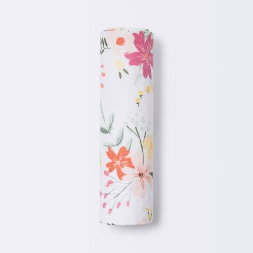 Muslin Swaddle Blanket Meadow - Cloud Island™ Green/yellow/pink