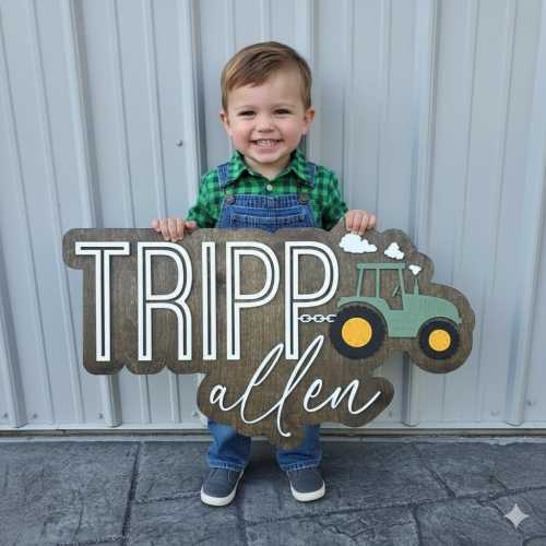 Tractor Large Wood Name Sign | Farm Nursery | Little Farmer Decor | Country Themed Baby Shower Gift | Farmhouse Nursery