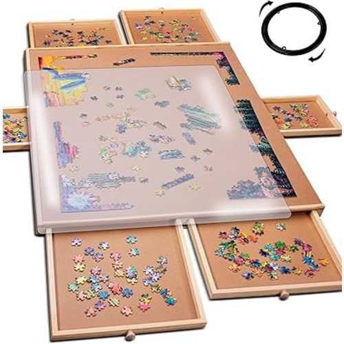 PLAYVIBE Rotating Jigsaw Puzzle Board with Drawers (1500)
