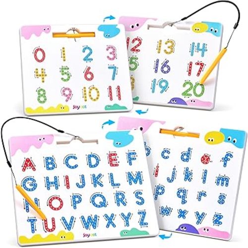 JoyCat Magnetic Letter and Number Tracing Board Set, Double Sided Alphabet & Numbers Board for Toddlers, ABC Uppercase & Lowercase Practice, Math Learning, Preschool Educational Gift Toys for Kids