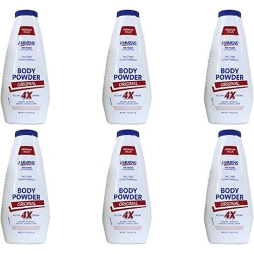 Ammens Body Powder Original – Talc-Free Clean Formula, All-Day 4X Strong Protection, 11 oz (Pack of 6)