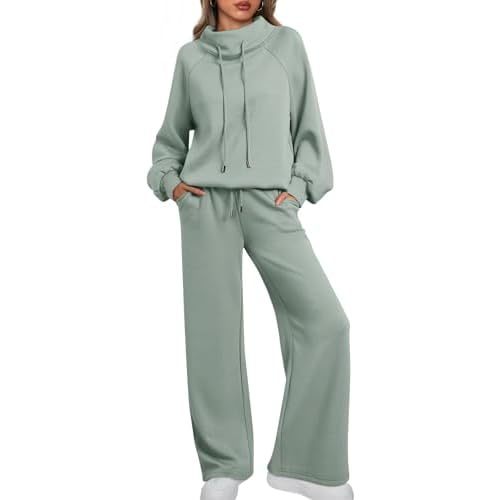 AUTOMET Womens Mock Neck 2 Piece Lounge Sweat Sets Matching Fall Fashion