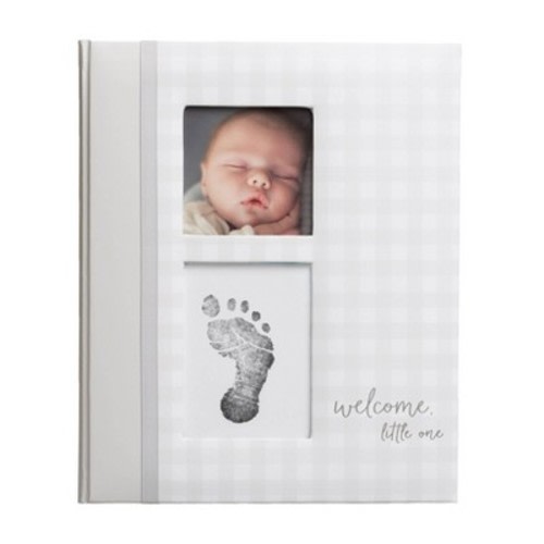 Pearhead Gingham Baby Memory Book, Color: Gray