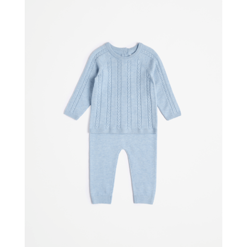 Baby Cable Knit Top and Pant Set 2 Piece - Blue Marle