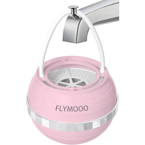 Bath Water Filter for Tub Faucet - 8 Stages Bathtub Water Filter Reduces Contaminants for Softer, Smoother Skin - 2,500 Gallons of Filtration, BPA Free (Pink)