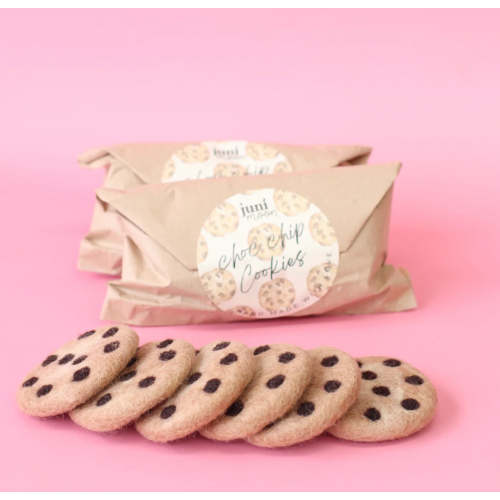 Half Dozen Chocolate Chip Cookies - Felt Pretend Play Food