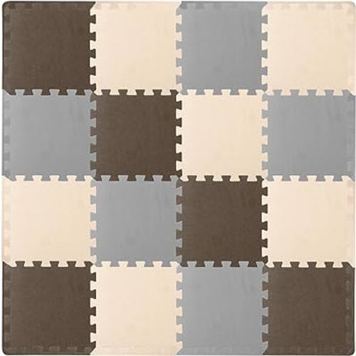 ProSource Foam Puzzle Floor Play Mat for Kids and Babies with Solid Colors, 36 or 16 Interlocking Tiles with Borders, Assorted