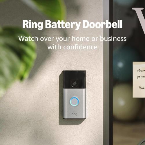 Ring Battery Doorbell | Home or business security with Head-to-Toe Video, Live View with Two-Way Talk, and Motion Detection & Alerts (newest model), Satin Nickel