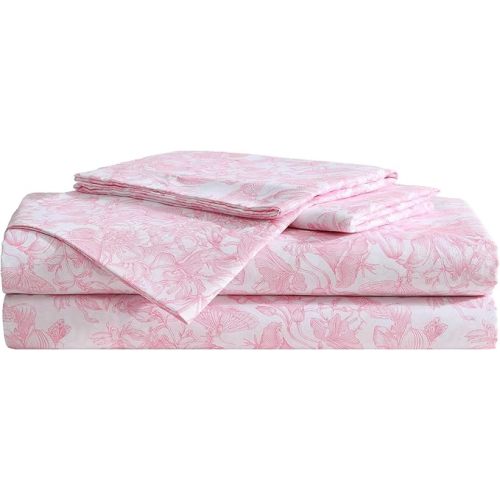 Twin Bed Sheets, Fade & Wrinkle Resistant Bedding Set with Matching Sham(s), Soft & Lightweight Bedding Essentials (Fairytale Floral Pink, Twin)