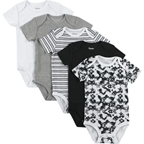 Hanes Unisex-Baby Hanes Baby Bodysuits, Ultimate Flexy Short Sleeve For Boys & Girls, 5-Pack