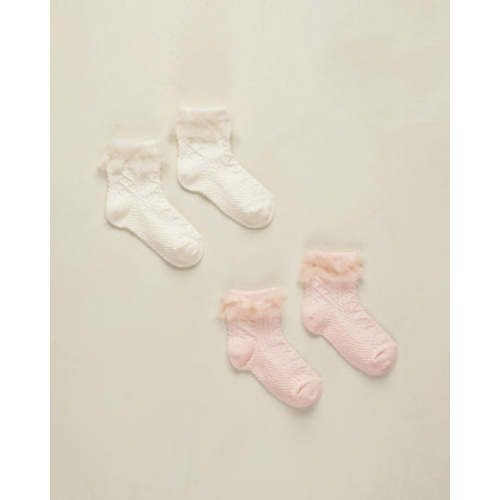 Ruffle Socks || Ivory, Blush