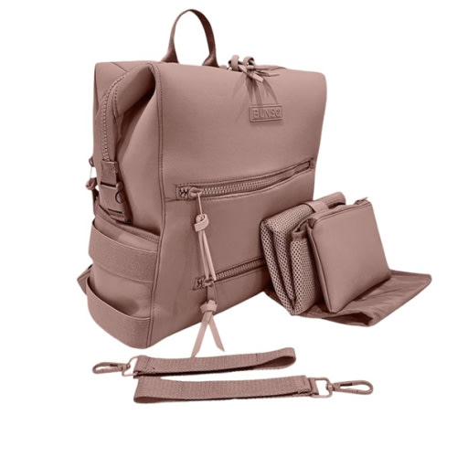 Neoprene Diaper Bag, Minimalist Backpack Diaper Bag with Pouch, Changing Pad, and Stroller Straps, Water Resistant and Lightweight Baby Girl Diaper Bag, Diaper Bag Backpack, Mauve