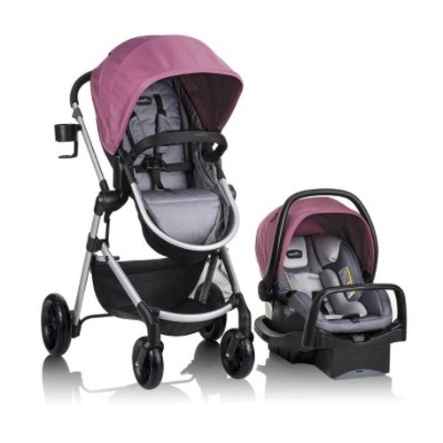 Evenflo Pivot Modular Travel System with SafeMax Infant Car Seat, Color: Dusty Rose