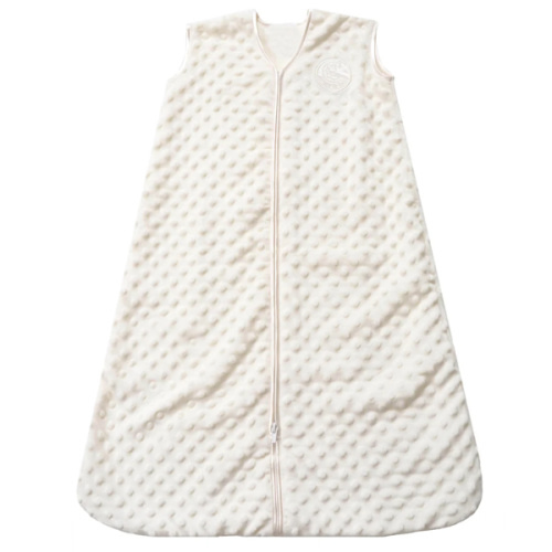 Cream Plushy Dot Velboa Wearable Baby Blanket size small | HALO