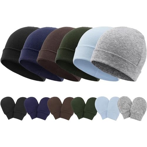 Newborn Baby Hats and Mittens Set Infant Beanie Cap Toddler Gloves Newborn Hospital Hats for Baby Boy Girl Kid