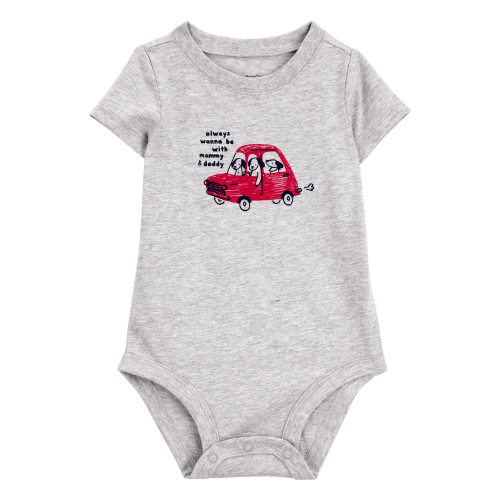 Baby Always With Mommy And Daddy Dog Short-Sleeve Bodysuit - Gray - Carter's | Carter's