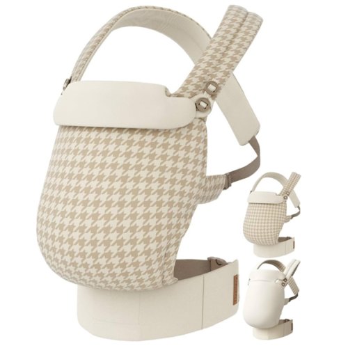 Reversible Baby Carrier, Khaki Solid & Houndstooth; Lightweight, Cooling & Breathable Lyocell Fabric; Ergonomic Lumbar Support and Quick Hands-Free Wear for Newborn to Toddler (7–44 lbs)