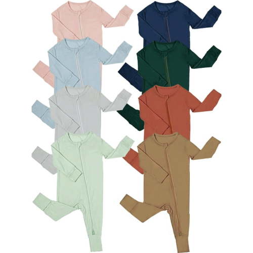 SXIMEE Bamboo Viscose Long Sleeve Pajamas For Unisex Baby, 2 Way Zipper with Mitten Cuffs, Both Footed and Footless Sleepers, Sleep 'N Play