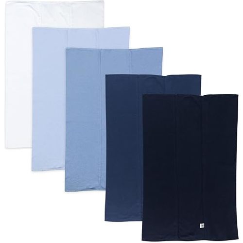 HonestBaby Organic Cotton Knit Burp Cloths Multipack, 5-Pack Ombre Blues, One Size