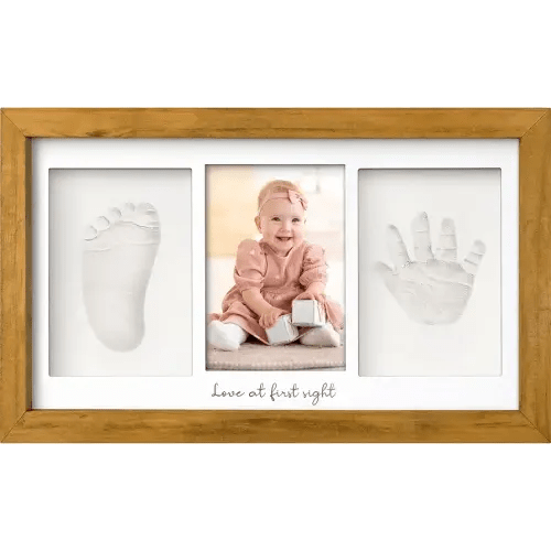 KeaBabies Baby Hand and Footprint Kit - Clay Handprint Keepsake Frame, Newborn Nursery Picture Frame, Personalized New Mom Gifts for Baby First Christmas Shower (Golden Wheat)