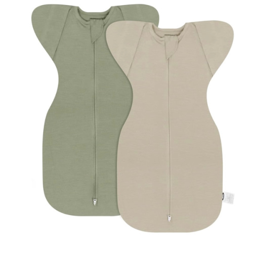 MEXXI Swaddle Baby Sleep Sack With Arms Up, 2 Pack Baby Transitional Swaddle with Double Zipper, 0.5 TOG, 13-19 lbs, M