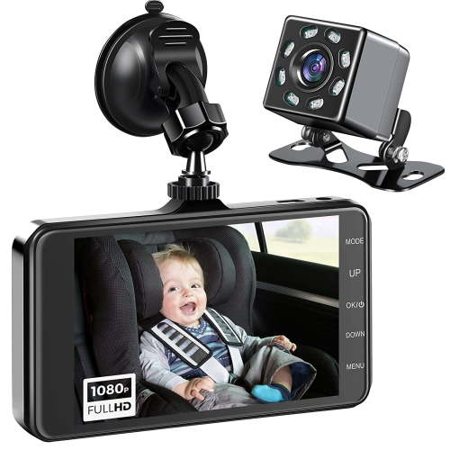 Zacro Baby Car Mirror Camera, Back Seat Baby Car Camera with 1080P Night Vision Car Mirror Display, 170° Wide Angle