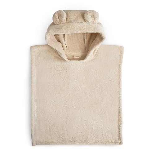 mushie Poncho Towel for Toddlers and Kids (Fog) | Organic Terry Cotton | Ages 1-3 Years