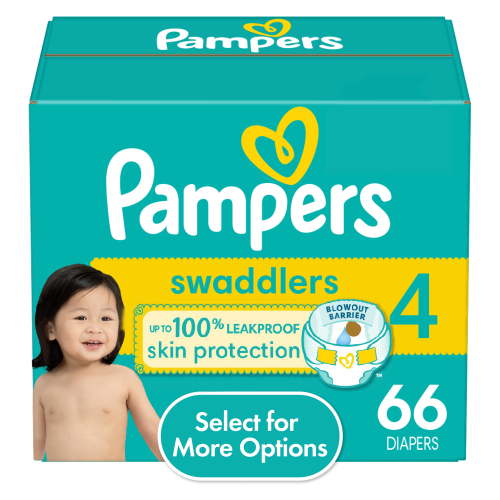 Pampers Swaddlers Baby Diapers Size 4, 66 Count (Select for More Options)
