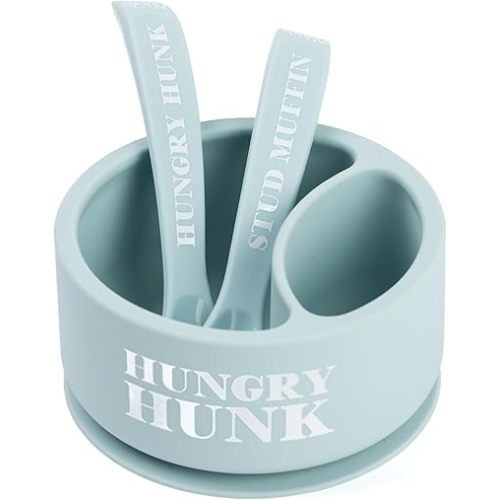 Bella Tunno Bowl and Spoon Baby Feeding Set Suction Bowl and Spoon for Toddlers and Kids, Baby Led Weaning Set with Non-Toxic, BPA Free Silicone